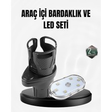 Uravas Store Araç Içi Düzen Ambiyans Seti Çift Bardak Tutucu + LED Işık