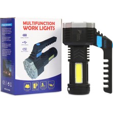Uravas Store PS-3879 USB Şarj Göstergeli Şarj Edilebilir 7*xpe +Cob LED El Feneri