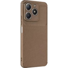 Uravas Store C61 Kılıf Auto Focus Karbon Kapak - Kahverengi