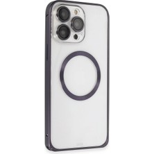 Uravas Store Iphone 14 Kılıf Metal Bumper Magneticsafe Kapak - Derin Mor