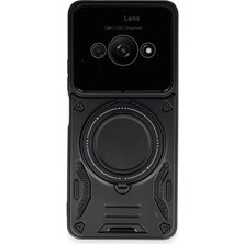 Uravas Store Poco C61 Kılıf Joy Lens Standlı Kapak - Siyah