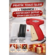 Erkan 5 mm Terzi Türban Tasarım Kılçık Tabancası 500 Adet Şeffaf ve 500 Adet Siyah Kılçık Hediyeli