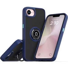 Iphone 16E Kılıf Montreal Yüzüklü Silikon Kapak - Lacivert