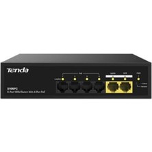 Tenda S106PC 6 Port 4 Port Poe+ 10-100 Mbps + 2 Port Uplink Switch Çelik Kasa Rack Mount