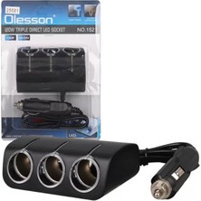 Olesson 1521 12-24V 120W 80 cm Kablolu 3'lü Araç Çakmak Çoklayıcı