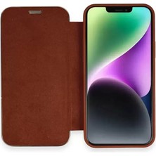 Iphone 12 Kılıf Dolpin Kapaklı - Kahverengi