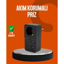 Akım Korumalı Priz 4 USB Type C Destekli Yüksek Isı Dayanımlı