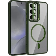 Galaxy S25 Remim Lensli Magsafe Standlı Kapak - Koyu Yeşil