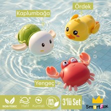 SmartFox Yüzen 3’lü Su Oyuncağı Banyo Arkadaşı-Ördek, Kaplumbağa ve Yengeç Kurmalı Banyo Oyuncakları - 3 Adet