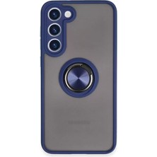 Galaxy S23 Kılıf Montreal Yüzüklü Silikon Kapak - Lacivert
