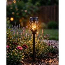 TeknoKapsül Güneş Enerjili Alev Görünümlü Bahçe Lambası Sensörlü LED Dış Mekan Dekoratif Aydınlatma