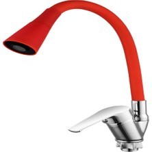 TeknoKapsül Oynar Başlıklı Çelik Üzeri Kaplama Musluk Başlığı Kobra Fonksiyonlu Musluk - Kırmızı