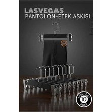 İsingir Shopping Lasvegas Siyah Ahşap Pantolon Etek Askı Seti 10'lu Set, Lüks Amerikan Kancalı