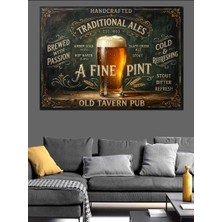 Artmeg Vintage Bira Ilanı ve Bardak Dekoratif Kanvas - Mdf Ahşap Tablo