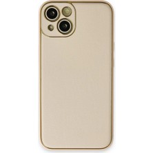 Iphone 14 Kılıf Coco Deri Silikon Kapak - Gold