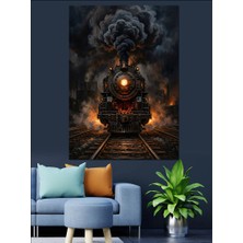 Artmeg Tünelden Çıkan Eski Buharlı Tren Dekoratif Kanvas - Mdf Ahşap Tablo