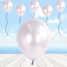 Süsle Bebek ve Parti Metalik Parlak Balon, 30 cm x 10 Adet - Beyaz