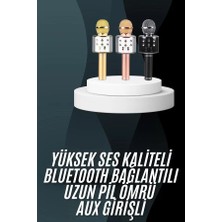 Karaoke Mikrofon Bluetooth Bağlantılı Aux Girişli Uzun Pil Ömrü Yüksek Ses Kaliteli