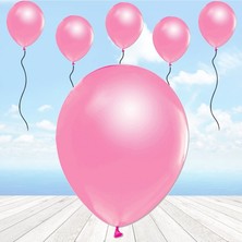 Süsle Bebek ve Parti Metalik Parlak Balon, 30 cm x 10 Adet - Pembe