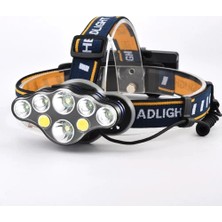 PS-888 Güçlü USB Şarj Edilebilir Profesyonel 8 Modlu 6000 Lümen 8 LED Su Geçirmez Kafa Lambası