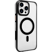 Iphone 15 Gleam Pc Sert Magsafe Kılıf - Şeffaf-Siyah