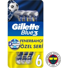 Gillette Blue3 Fenerbahçe Taraftar Paketi 6'lı Kullan At Tıraş Bıçağı Konforlu ve Hassas Traş