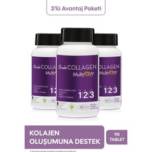 Suda Collagen Beauty Multiform Hidrolize Kolajen Peptitleri, Hyaluronik Asit, Vitamin C, Biotin, Probiyotik Mikroorganizma İçeren 90 Tablet Takviye Edici Gıda x3 Adet