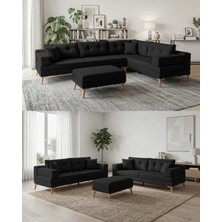 Velura Home & Living Zeri Yataklı Puzzle Modüler Köşe Koltuk Takımı & Köşe Takımı - Siyah - 124