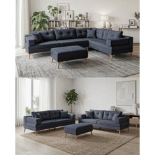 Velura Home & Living Zeri Yataklı Puzzle Modüler Köşe Koltuk Takımı & Köşe Takımı - Koyu Mavi - 118