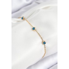 Pazarcan Çelik Nazar Boncuğu Model Gold Renk Kadın Bileklik