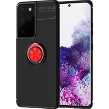 Galaxy S21 Kılıf Range Yüzüklü Silikon - Siyah-Kırmızı