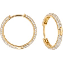 Hakan Mücevherat Spor Taşlı 14 Ayar Altın Halka Küpe 2 cm