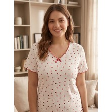 Asel Pijama Büyük Beden Kısa Kol Pamuklu Ultrasoft Likralı Kapri Pijama Takımı