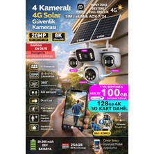 IDS 4 Kamera 20MP 360 Açı 4g Sim Kartlı Güneş Enerjili Güvenlik Kamerası 128GB Sd Kart ve 100GB Internet