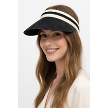 Mollycrush Kadın Siyah Hasır Taç Güneş Koruyucu Vizör | Tessettür Uyumlu Tenis Taç Şapka