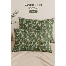 More Home Yastık Kılıfı (2 Adet) 50 x 70 cm Yeşil Beyaz