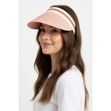 Mollycrush Kadın Pembe Hasır Taç Güneş Koruyucu Vizör | Tessettür Uyumlu Tenis Taç Şapka