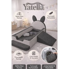 Yatella Tavşan Tasarımlı Çok Amaçlı Bebek Koltuğu & Yatak (Yıkanabilir) 70 x 130 cm  Krem - Antrasit