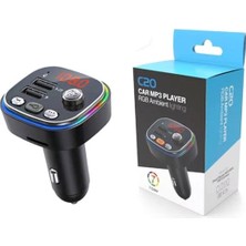 Najmaddin Rgb Renkli Araba Fm Mp3 Çalar Kablosuz Bluetooth 5.0 C20 Teknotok Najmaddin