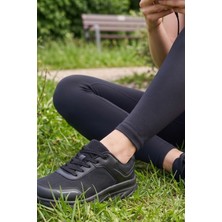 In Step Lotus Comfort-Walk Siyah Kadın Kalın Taban Günlük Spor Ayakkabı