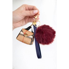 Bymiel Ponponlu Mini Çanta Charm Anahtarlık – Peluş Toplu & Deri Askılı Aksesuar