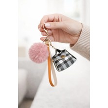 Bymiel Ponponlu Mini Çanta Charm Anahtarlık – Peluş Toplu & Deri Askılı Aksesuar