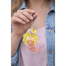 Bymiel Deniz Kızı Figürlü Makyaj Aynalı Renkli Akrilik Anahtarlık