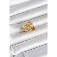 Youday Accessories 316L Çelik Gold Renk Lotus Model Kadın Yüzük
