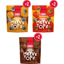 Züber Meyve Topu Deneme Paketi 80G x 6 Adet (Yer Fıstıklı, Portakallı, Kakao Parçacıklı)