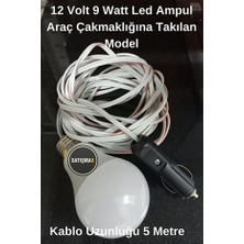 Satışmax 12 Volt 9 Watt LED Ampul Beyaz Araç Çakmaklığıa Takılan Model
