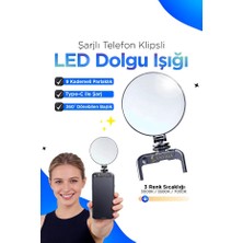 Ensiga Şarjlı 360 Dönebilen LED Dolgu Işığı 3 Renk Ayarlı Telefon Klipsli Typec Kablolu Kompakt Taşınabilir