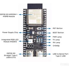 Emay Center ESP32-S3-DEVKITC-1 N16R8 Geliştirme Kartı - 16MB Flash 8mb Psram Wifi & Bluetooth 5.0