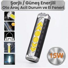 Neler Geldi Neler Oto Araç Acil Durum Kamp El Feneri Güneş Enerjli Ledli 15W Şarjlı Mıknatıslı Askılı Su Geçirmez