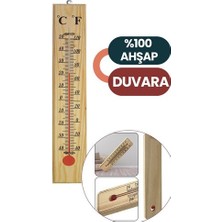 Northcity Ahşap Duvar Termometresi - Büyük Okuma, Çift Ölçekli, Pil Gerektirmez